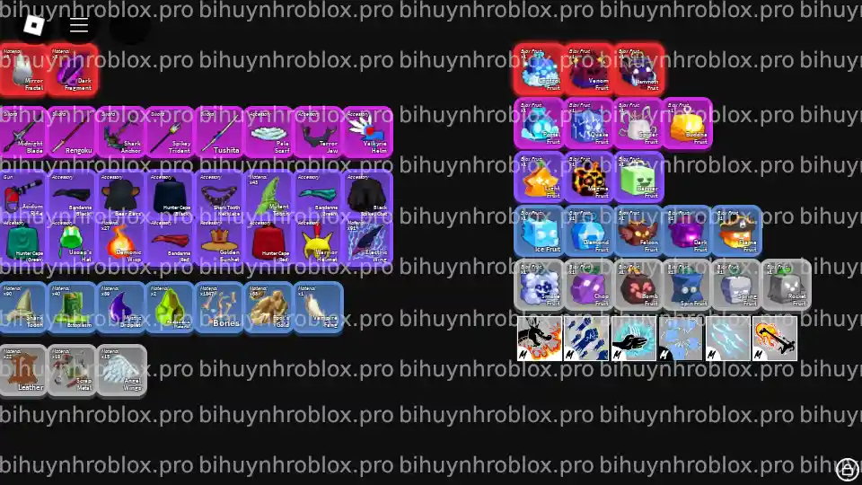 Chi tiết tài khoản (MỚI) Acc Roblox Blox Fruits SHARK ANCHOR - GOD HUMAN mã số 3848